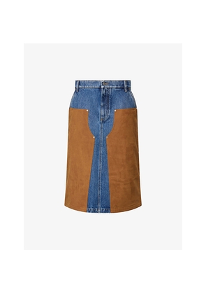 Womens Stella Mccartney Mixed-Suede High-Waist Denim Skirt