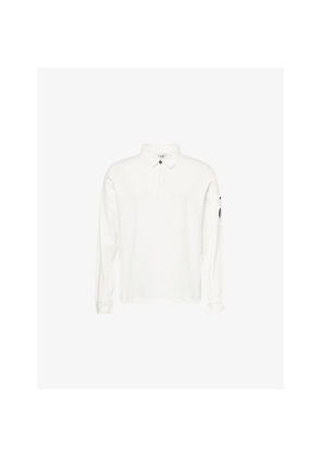 Mens Cp Company Branded-Lens Patch Long-Sleeve Cotton Polo Shirt