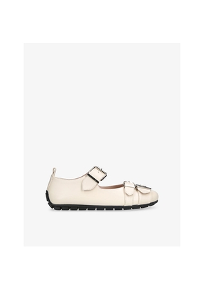 Womens Simone Rocha Buckle Ballerina Grip Leather Mary-Jane Shoes