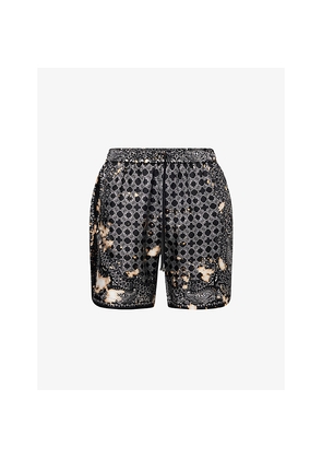 Mens Amiri Monogram Drawstring Silk Shorts