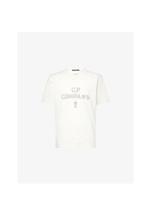 Mens Cp Company Embroidered-Text Relaxed-Fit Cotton T-Shirt