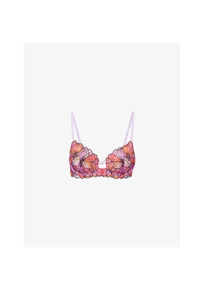 Womens Savage X Fenty Mosaic Unlined Floral Lace Demi Bra