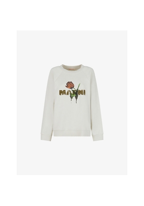 Womens Marni Logo-Print Round-Neck Cotton-Jersey Sweatshirt