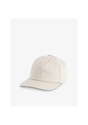 Mens Eleventy Monogram Silk Cotton Baseball Cap