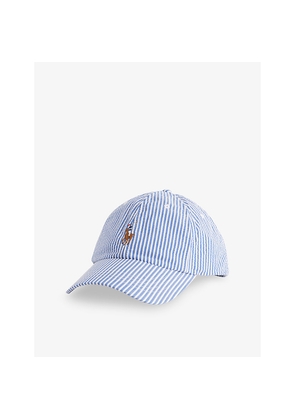Womens Polo Ralph Lauren Seersucker Striped Cotton-Blend Baseball Cap