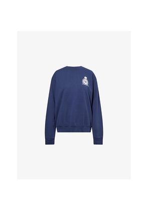 Womens Sporty & Rich Royal Club Crewneck Cotton-Jersey Sweatshirt