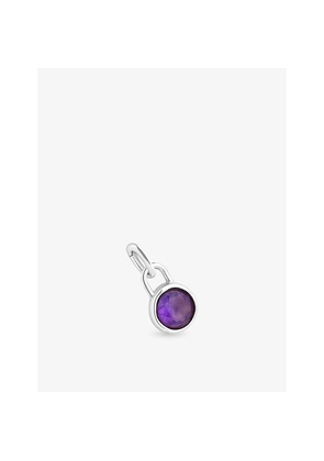 Womens Astrid & Miyu February Rhodium-Plated Sterling-Silver and Amethyst Birthstone Charm