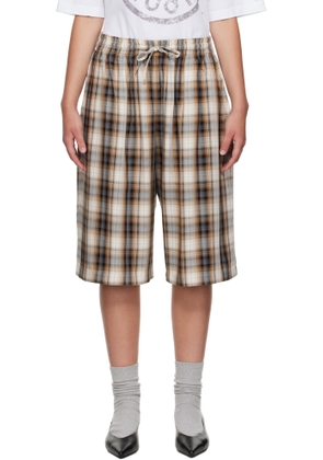 Acne Studios Beige & Black Check Shorts