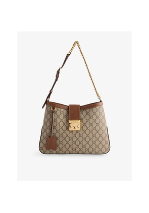 Womens Gucci Padlock Large Canvas Shoulder Bag