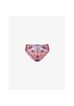 Womens Savage X Fenty Mosaic Floral Stretch-Lace Briefs