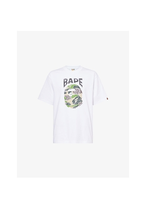 Mens A Bathing Ape Camo Handdrawn Ape Graphic-Print Cotton T-Shirt