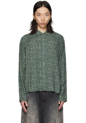 Acne Studios Navy & Green Printed Shirt