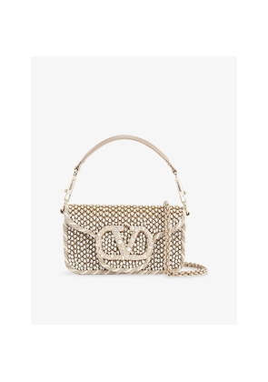 Womens Valentino Garavani Locò Small Embellished Metallic Leather Shoulder Bag
