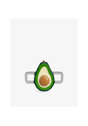 Mens Poubel Avocado Sterling-Silver and Enamel Charm