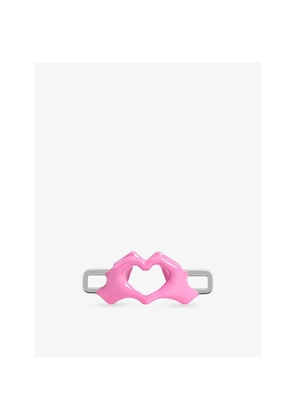 Mens Poubel Heart Hands Sterling-Silver and Enamel Charm