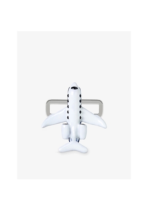 Mens Poubel Aeroplane Sterling-Silver and Enamel Charm