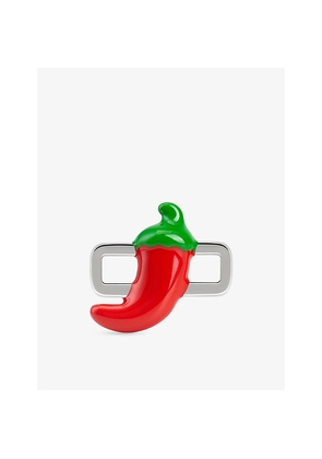 Mens Poubel Chilli Pepper Sterling-Silver and Enamel Charm