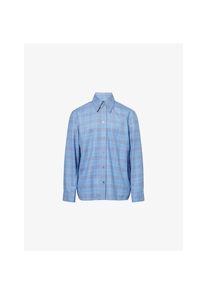 Mens Jil Sander Check-Print Regular-Fit Wool and Linen Shirt