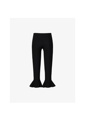 Womens Nensi Dojaka Ruffled-Cuffs Crop-Leg Stretch-Woven Trousers