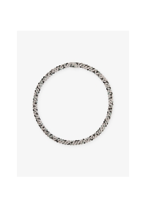 Mens Darkai Camo 18ct White Gold-Plated Stainless-Steel and Pavé-Stone Necklace