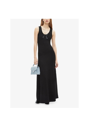 Womens The Kooples Bow-Embellished Round-Neck Sleeveless Stretch-Knit Maxi Dress