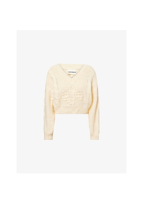 Womens The Couture Club Emblem V-Neck Knitted Jumper