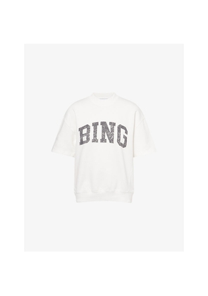 Womens Anine Bing Jay Short-Sleeves Cotton-Jersey Sweatshirt