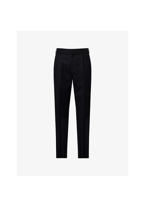 Mens Givenchy Tapered-Leg Belted Wool Trousers