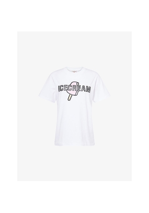 Womens Icecream Popsicle Graphic-Print Cotton-Jersey T-Shirt