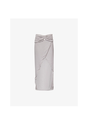 Womens Buci Nyc Dandelion Draped Silk Midi Skirt