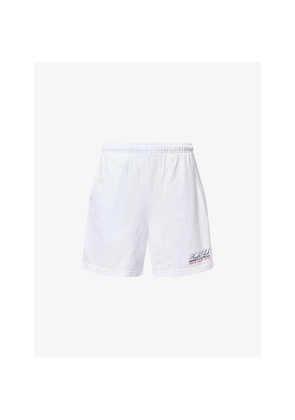 Womens Sporty & Rich Drawstring Brand-Print Cotton-Jersey Shorts