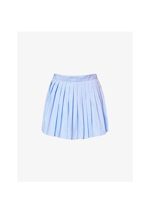 Womens Sporty & Rich Pleated Striped Cotton Mini Skirt