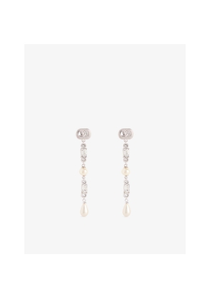 Womens Valentino Garavani Ovalette Brass and Swarovski Crystal and Pearl Earrings