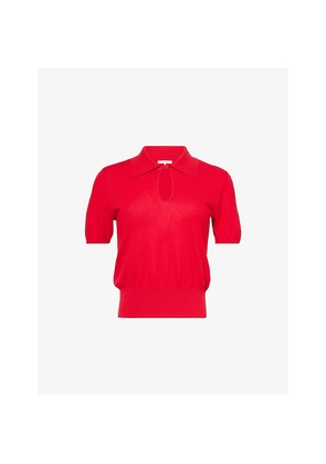 Womens Frame The Keyhole Polo Cotton-Modal Knitted Top