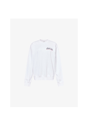 Womens Sporty & Rich Embroidered-Logo Long-Sleeves Cotton-Jersey Sweatshirt