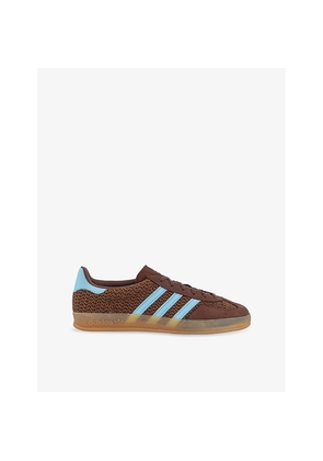 Womens Adidas Gazelle Indoor Textured Woven and Leather Low-Top Trainers