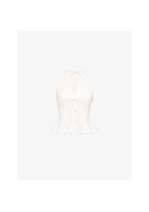 Womens House of CB Elena Peplum-Hem Stretch-Cotton Top