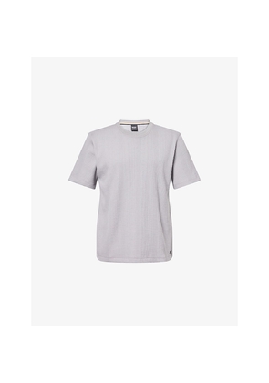 Mens Boss Structure Textured Cotton-Jersey T-Shirt