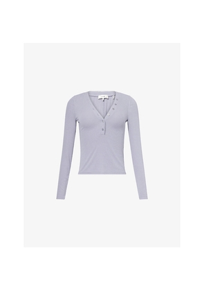 Womens Frame The Henley Ribbed Modal-Jersey Top