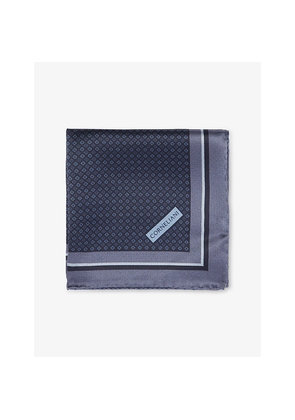 Mens Corneliani Branded Graphic-Pattern Silk Pocket Square