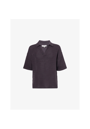 Mens The Couture Club Relaxed-Fit Polo-Collar Cotton-Crochet Shirt