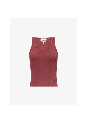 Womens Ganni Heavy Ribbed Cotton-Jersey Tank Top
