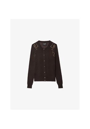 Womens Zadig&Voltaire Missya Rhinestone-Embellished Button-Down Cashmere Cardigan