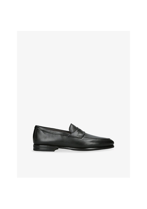 Mens Santoni Carlo Cashmere and Leather Penny Loafers