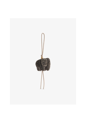 Womens Loewe Elephant Raffia and Leather Charm