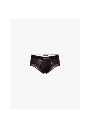 Mens Tom Ford Branded-Waistband Graphic Cotton-Jersey Briefs