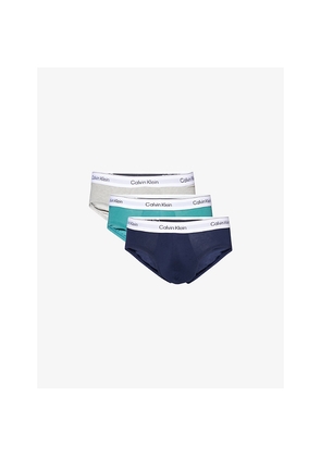 Mens Calvin Klein Icon Logo-Waist Pack Of Three Cotton-Jersey Briefs