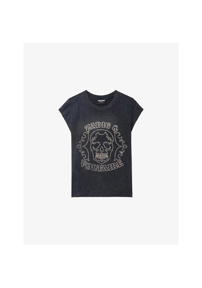 Womens Zadig&Voltaire Cloe Rhinestone-Embellished Cotton-Jersey Tank Top