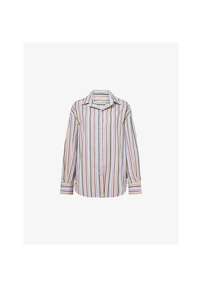 Womens Faithfull The Brand En Vau Striped Oversized Cotton Shirt