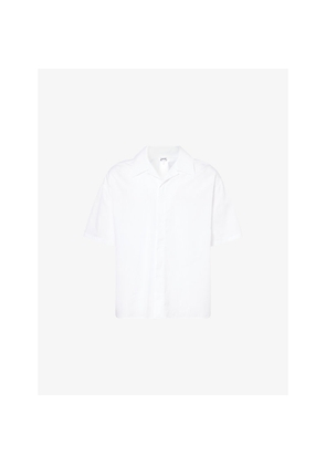 Mens Loewe Monogram-Embroidery Short-Sleeves Cotton-Poplin Shirt
